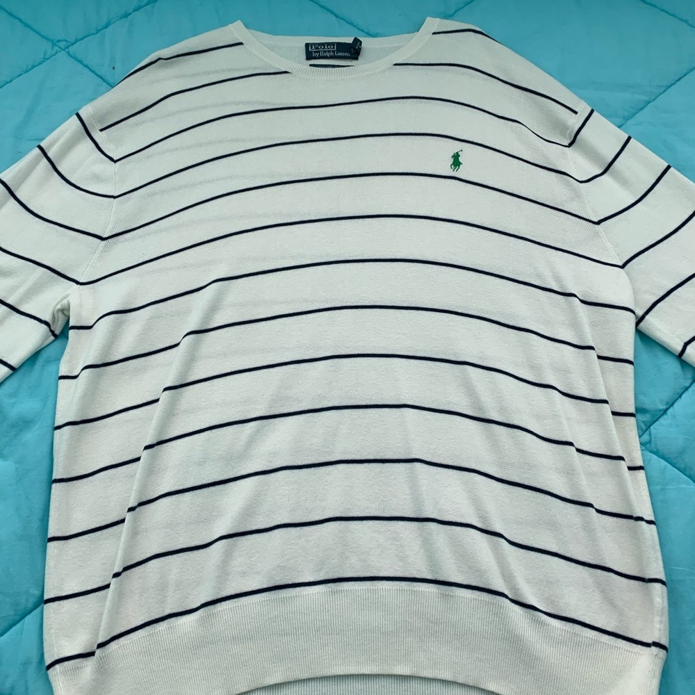 Vintage Polo Ralph Lauren Striped Pima Cotton Crewneck Sweater - XXL Mens